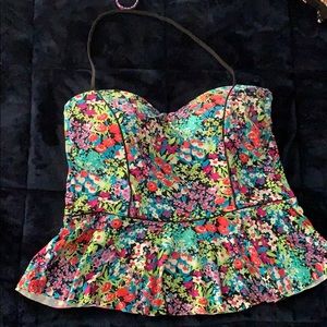 Floral print bathing suit top